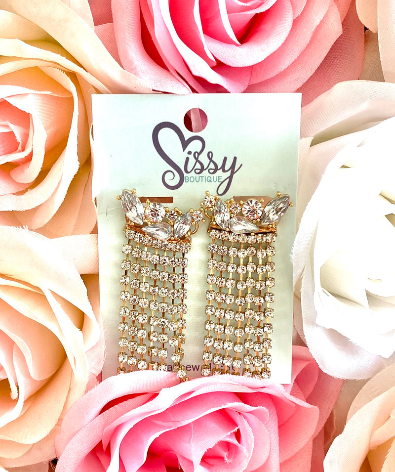 CRYSTAL WATERFALL EARRINGS-Sissy Boutique-Sissy Boutique