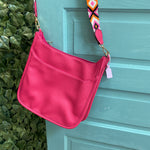 HOT PINK CROSSBODY MESSENGER BAG WITH GUITAR STRAP-Sissy Boutique-Sissy Boutique