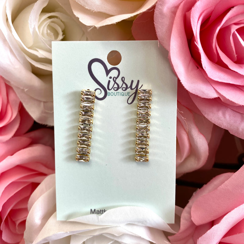 RECTANGLE CRYSTAL BAR EARRINGS-Sissy Boutique-Sissy Boutique