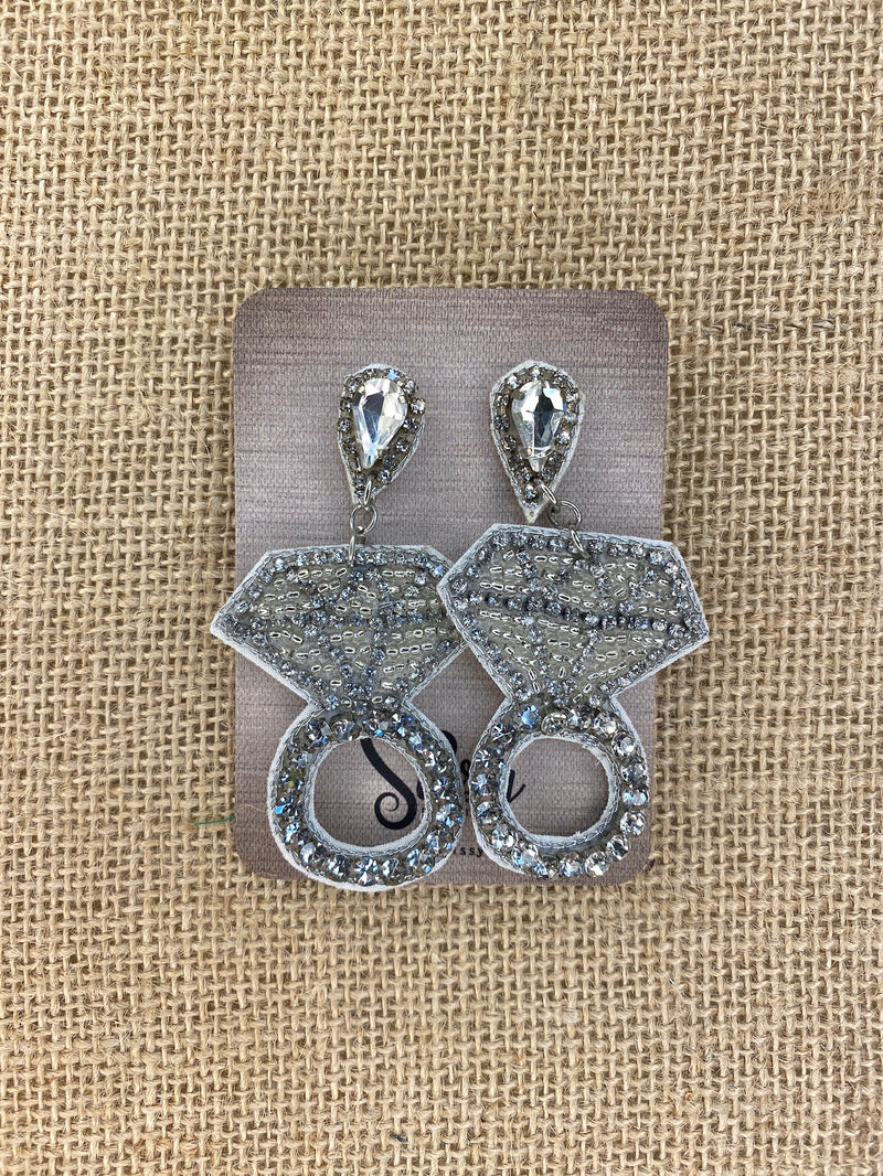 SILVER DIAMOND RING BEAD EARRINGS-Sissy Boutique-Sissy Boutique
