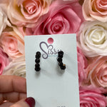 SMALL PAVE BALL HOOPS (BLACK)-Sissy Boutique-Sissy Boutique