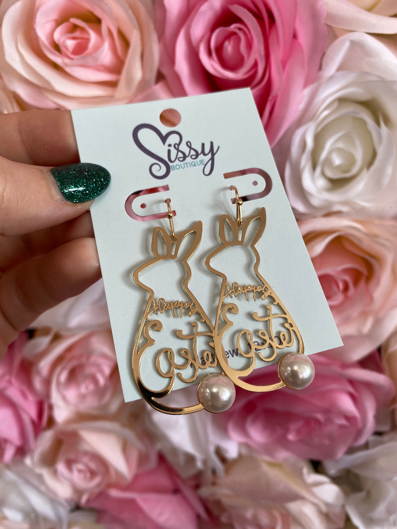HAPPY EASTER BUNNY EARRINGS-Sissy Boutique-Sissy Boutique