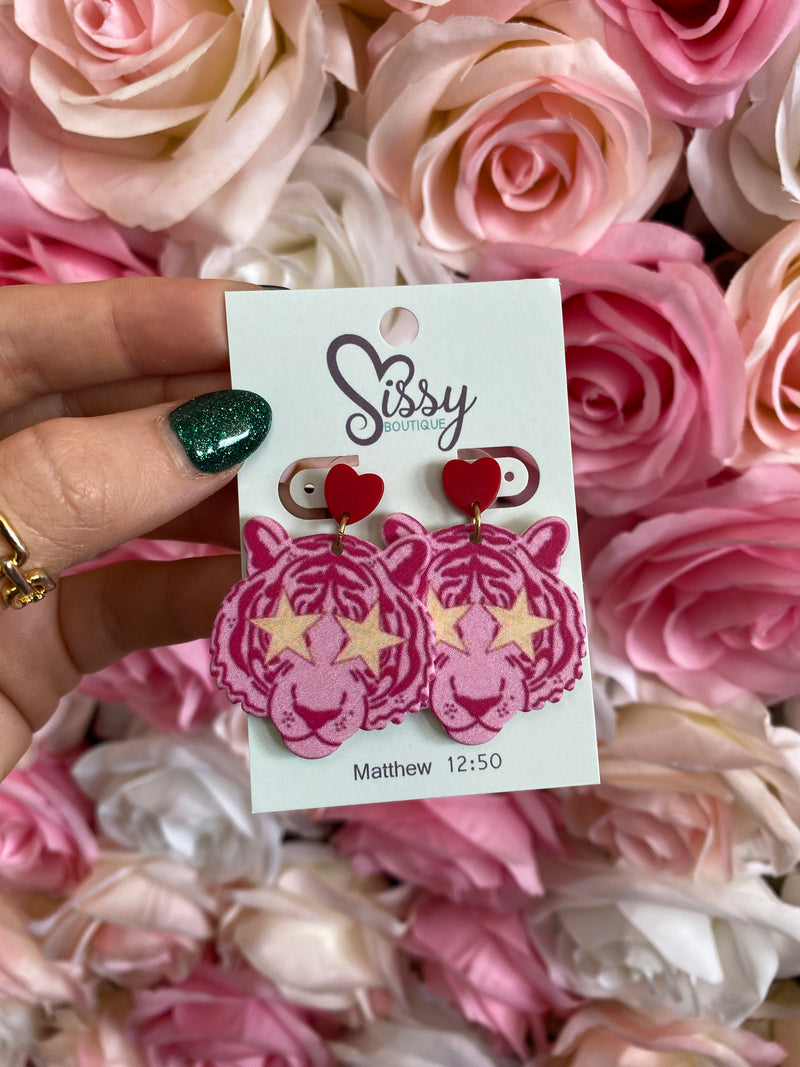 HEART & TIGER EARRINGS-Sissy Boutique-Sissy Boutique