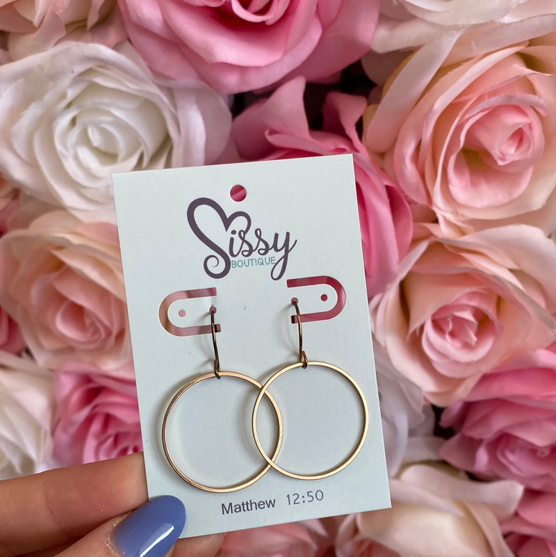 GOLD CIRCLE DROP EARRINGS-Sissy Boutique-Sissy Boutique