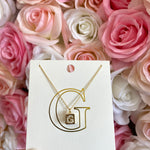 G-INITIAL SQUARE PENDANT NECKLACE-Sissy Boutique-Sissy Boutique