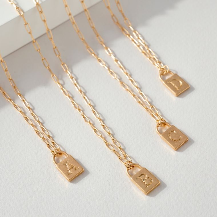 GOLD INITIAL LOCK CHAINLINK NECKLACES-A-Sissy Boutique-Sissy Boutique