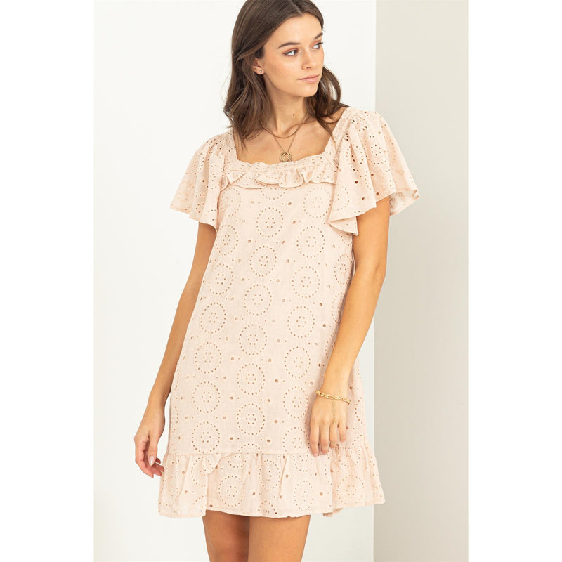 EYELET DRESS - TAUPE-Sissy Boutique-Sissy Boutique