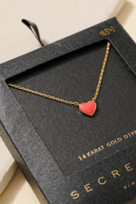 Secret Box 14K Gold Dipped Enamel Red Heart Pendant Necklaces Secret Box