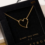 Secret Box 14K Gold Dipped CZ Open Heart Pendant Necklaces Sissy Boutique