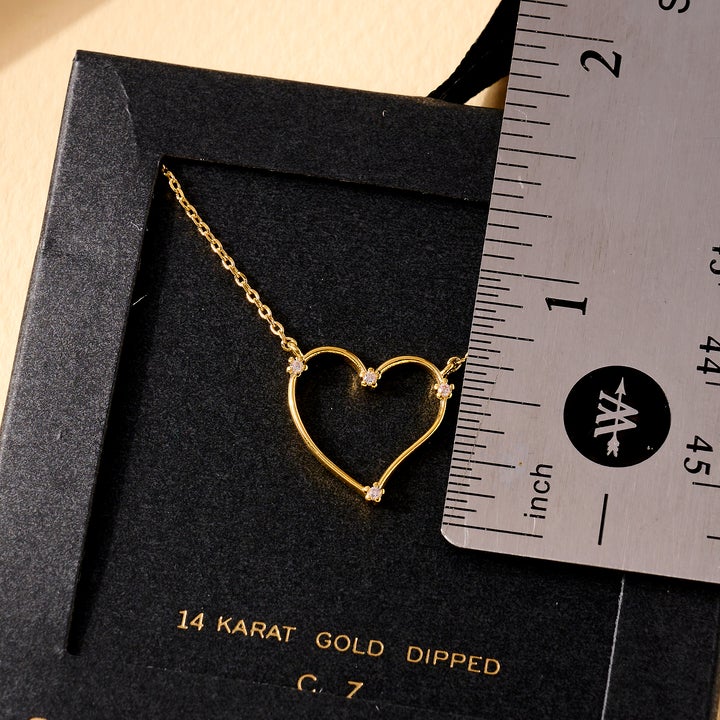 Secret Box 14K Gold Dipped CZ Open Heart Pendant Necklaces Sissy Boutique