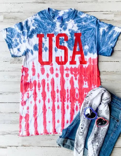 USA Tie Dye Flag Tee Shirt Sissy Boutique