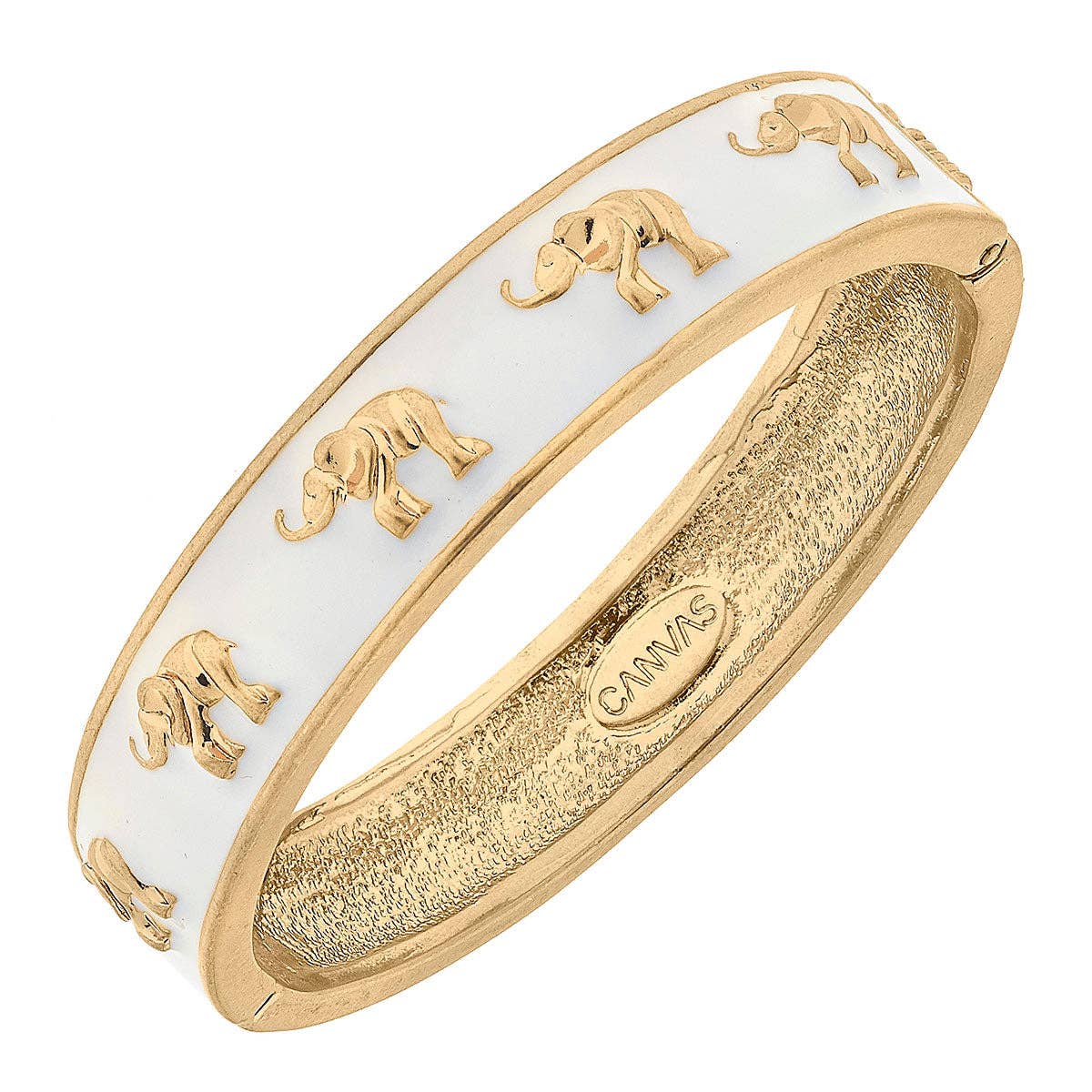 UNIVERSITY OF ALABAMA ENAMEL ELEPHANT HINGE BANGLE IN WHITE | CANVAS Style